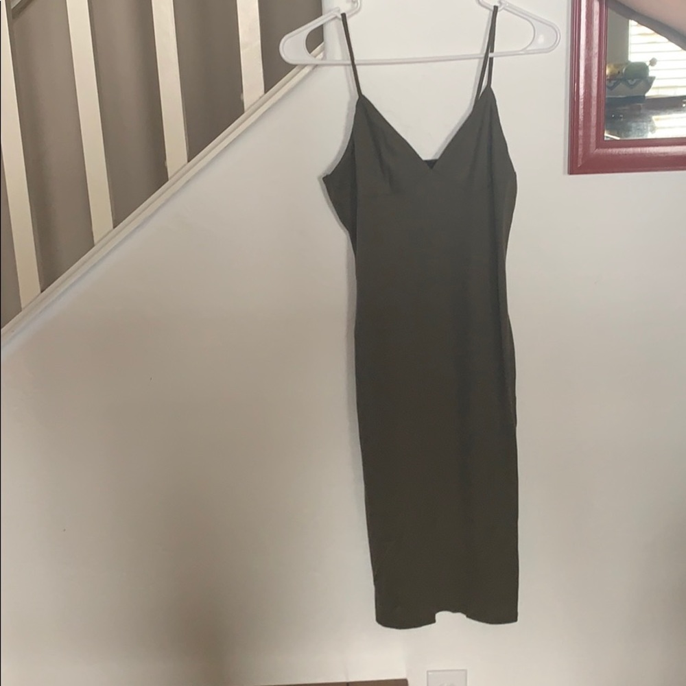 Ribbed Olive Green Cami Dress